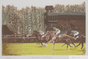 Andrew Aarons (British, 20th century) THREE NEWMARKET HORSE RACING PRINTS screenprints, i) The