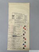 Sir Peter O'Sullevan's BBC commentary card for the 1978 Chester Cup won by the outstanding dual-