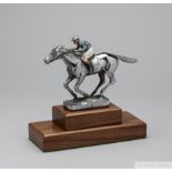 Louis Lejeune racehorse and jockey chromium-plated & enamel car mascot , English circa 1930,