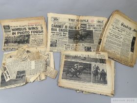 Various newspapers kept by Mrs Marion Glenister, owner of the 1949 Derby winner Nimbus and other