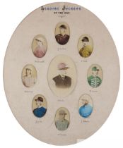 "Leading Jockeys of the Day", a collection of nine hand-coloured Victorian photographs featuring