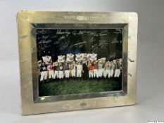 Hong Kong Jockey Club souvenir photograph signed by the competing riders in the Hong Kong Cup