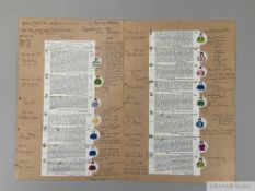 Sir Peter O'Sullevan's BBC commentary card for the 1985 Prix de l'Arc de Triomphe at Longchamp won