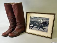 Pat Eddery's work riding boots, American by A M Kroop and Sons, Inc., Laurel, Maryland,  in tan