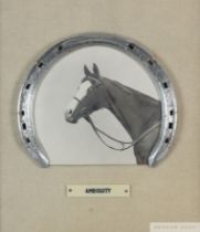 Racing plate worn by Ambiguity when winning the 1953 Oaks at Epsom, trained by Jack Colling,