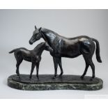 Jean Walwyn (British, 1925-2022) RED BERRY AND FOAL signed and dated 1982, bronze, mid-brown patina,