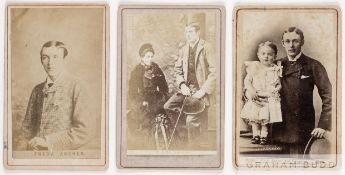 A trio of Victorian cabinet cards/cartes-de-visites of the jockey Fred Archer, the first a studio