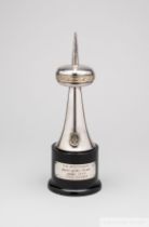 The Sportsman's Award of the Month presented to Lester Piggott in October 1973, the silvered-metal