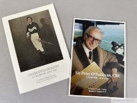 Orders of Service for Memorials to horse racing legends Sir Peter O'Sullevan and Lester Piggott,