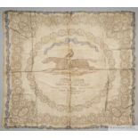 A very early silk Derby scarf commemorating the win of Lord Lyon in 1866, with central portrait of