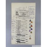 Sir Peter O'Sullevan's BBC commentary card for the 1978 SGB Handicap Steeplechase at Ascot won by