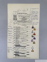 Sir Peter O'Sullevan's BBC commentary card for the 1978 SGB Handicap Steeplechase at Ascot won by