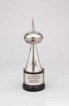 The Sportsman's Award of the Month presented to Lester Piggott in October 1969, the silvered-metal
