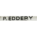 An Ascot Racecourse 'Spagnoletti' board for the champion jockey Pat Eddery, the white painted