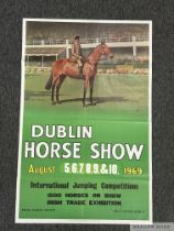 Poster for the 1969 Dublin Horse Show, artist's monogram in the plate, overlaid sticker for change