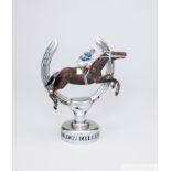 1930s car mascot featuring Miss Dorothy Paget's legendary steeplechaser Golden Miller, designed as a