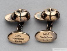 Pair of silver-gilt gentlemen's cufflinks presented to the jockey Pat Eddery by Espom Racecourse