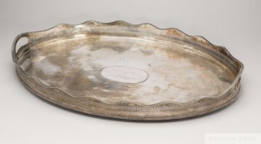 A silver plate tray presented to Trainer Matthew Peacock