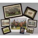 Seven horse racing prints,