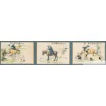 A set of six amusing horse auction prints, caricatures of six poor equestrian prospects, not that