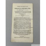 Racecard for the 1834 St Leger at Doncaster won by the Marquis of Westminster's Touchstone,