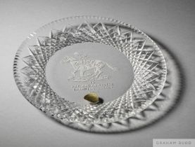 Two boxed Belfast crystal dishes presentations to Pat Eddery in 1986, both with presentation