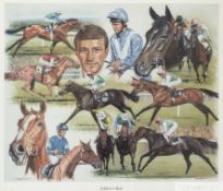 From the Pat Eddery Collection: three framed photographic montages of memorable horses ridden by the