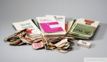 Racing ephemera including racecards and raceday passes, racecards including 1968 Derby, 1972