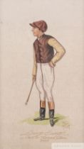 A set of ten Vanity Fair-style watercolour caricatures of jockeys by Astor, each signed, titled