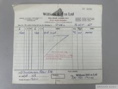 Sir Peter O'Sullven's ante-post betting voucher with William Hill placed on 16th April 1967 that Sir