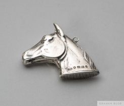 Rare Victorian silver novelty vesta case in the form of a thoroughbred's head, hallmarked H.B.S. (