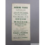 Rare Devon v Maoris rugby programme, 3rd November 1926