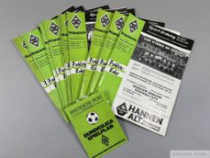 Collection of twelve Borussia Monchengladbach match programmes 1970s
