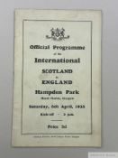Scotland v. England International match programme, 6th April 1935