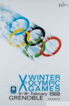 Original vintage Olympics sport poster for the 1968 Winter Olympic Games