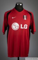 Dickson Etuhu red and black No.20 Fulham short-sleeved shirt, 2009-10