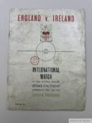 England v. Ireland International match programme, 18th November 1936