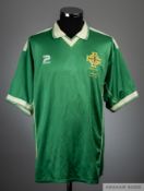 Jeff Whitley green and white No.4 Northern Ireland match issued short-sleeved shirt, 1999-200