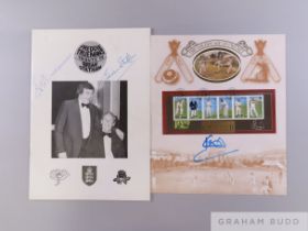 Signed cricket ephemera including John Arlott Christmas card, England team sheet v India Lords test