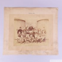 Victorian sepia-toned photograph of team line-up, inscribed in ink Rangers 1882-83