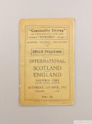 Scotland v. England International match programme, 2nd April 1927