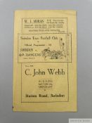 Swindon Town v. Queen's Park Rangers match programme, 28th December 1937