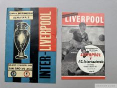 Inter Milan v. Liverpool European Cup match programme, 12th May 1965