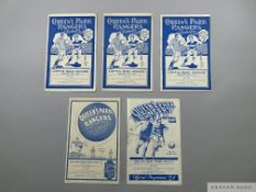 Five Queen's Park Rangers home match programmes 1934 to 1939