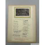 South African Rugby Tour 1906 a page of thirty autographs from the first touring side