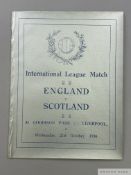 England v. Scotland Football League match programme, 21st October 1936