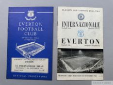 Inter Milan v. Everton European Cup match programme, 25th September 1963