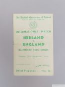 Ireland v. England International match programme, 30th September 1946