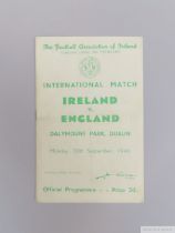 Ireland v. England International match programme, 30th September 1946