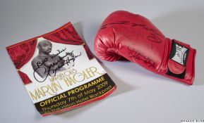 Red Everlast autographed boxing glove